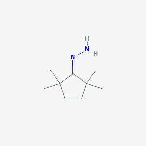 molecular formula C9H16N2 B14409383 (2,2,5,5-Tetramethylcyclopent-3-en-1-ylidene)hydrazine CAS No. 81396-37-4