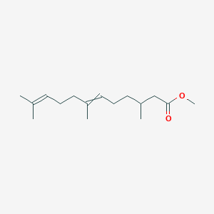 molecular formula C16H28O2 B14409536 6,10-Dodecadienoic acid, 3,7,11-trimethyl-, methyl ester, (6E)- CAS No. 81601-38-9