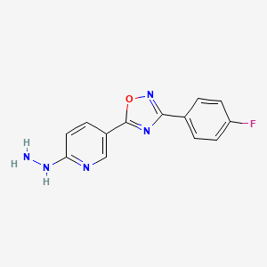 molecular formula C13H10FN5O B1440959 5-[3-(4-Fluorophenyl)-1,2,4-oxadiazol-5-yl]-2-hydrazinylpyridine CAS No. 1325304-32-2