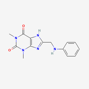 molecular formula C14H15N5O2 B14409709 8-(Anilinomethyl)-1,3-dimethyl-3,7-dihydro-1H-purine-2,6-dione CAS No. 80999-72-0