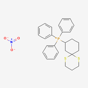 molecular formula C27H30NO3PS2 B14409733 (1,5-Dithiaspiro[5.5]undecan-8-yl)(triphenyl)phosphanium nitrate CAS No. 85082-15-1