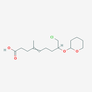 molecular formula C15H25ClO4 B14409860 9-Chloro-4-methyl-8-[(oxan-2-yl)oxy]non-4-enoic acid CAS No. 83235-36-3