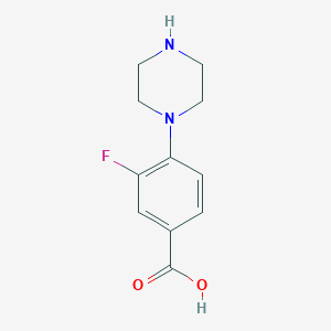 molecular formula C11H13FN2O2 B1440995 3-Fluoro-4-piperazinobenzoic acid CAS No. 1197193-04-6