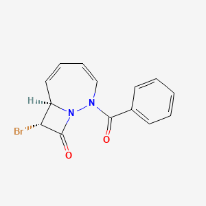 molecular formula C14H11BrN2O2 B14410116 (7R,8R)-2-benzoyl-8-bromo-1,2-diazabicyclo[5.2.0]nona-3,5-dien-9-one CAS No. 87958-12-1