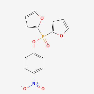 molecular formula C14H10NO6P B14410209 Phosphinic acid, di-2-furanyl-, 4-nitrophenyl ester CAS No. 81425-61-8