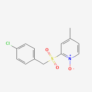 molecular formula C13H12ClNO3S B14410249 Pyridine, 2-[[(4-chlorophenyl)methyl]sulfonyl]-4-methyl-, 1-oxide CAS No. 81167-79-5