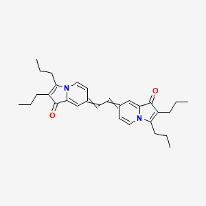 molecular formula C30H36N2O2 B14410257 7,7'-(Ethane-1,2-diylidene)bis(2,3-dipropylindolizin-1(7H)-one) CAS No. 86203-25-0