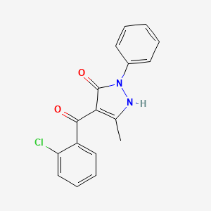 molecular formula C17H13ClN2O2 B14410274 4-(2-Chlorobenzoyl)-5-methyl-2-phenyl-1,2-dihydro-3H-pyrazol-3-one CAS No. 82671-84-9