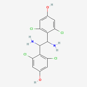 molecular formula C14H12Cl4N2O2 B14410408 Phenol, 4,4'-(1,2-diamino-1,2-ethanediyl)bis[3,5-dichloro- CAS No. 82772-92-7