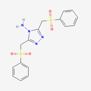 molecular formula C16H16N4O4S2 B14410483 3,5-Bis[(benzenesulfonyl)methyl]-4H-1,2,4-triazol-4-amine CAS No. 86180-50-9