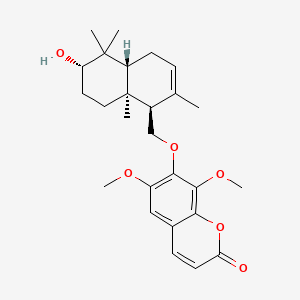 2H-1-Benzopyran-2-one, 6,8-dimethoxy-7-(((1R,4aR,6S,8aS)-1,4,4a,5,6,7,8,8a-octahydro-6-hydroxy-2,5,5,8a-tetramethyl-1-naphthalenyl)methoxy)-