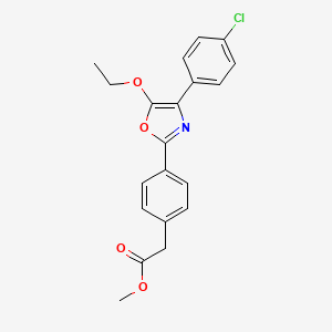 molecular formula C20H18ClNO4 B14412015 Benzeneacetic acid, 4-(4-(4-chlorophenyl)-5-ethoxy-2-oxazolyl)-, methyl ester CAS No. 80589-84-0