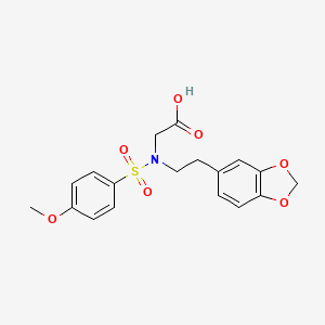 molecular formula C18H19NO7S B14412104 N-[2-(2H-1,3-Benzodioxol-5-yl)ethyl]-N-(4-methoxybenzene-1-sulfonyl)glycine CAS No. 81935-47-9