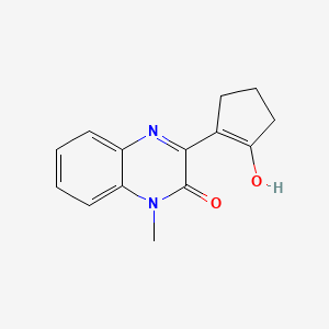 molecular formula C14H14N2O2 B14412109 1-Methyl-3-(2-oxocyclopentylidene)-3,4-dihydroquinoxalin-2(1H)-one CAS No. 85728-48-9