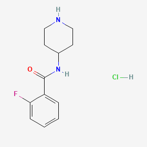 molecular formula C12H16ClFN2O B1441212 2-氟-N-(哌啶-4-基)苯甲酰胺盐酸盐 CAS No. 1221724-07-7