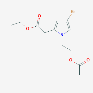 molecular formula C12H16BrNO4 B14412221 Ethyl {1-[2-(acetyloxy)ethyl]-4-bromo-1H-pyrrol-2-yl}acetate CAS No. 81564-81-0