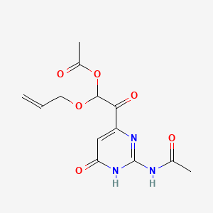 molecular formula C13H15N3O6 B14412354 Acetamide, N-(6-((acetyloxy)(2-propenyloxy)acetyl)-1,4-dihydro-4-oxo-2-pyrimidinyl)- CAS No. 86944-32-3