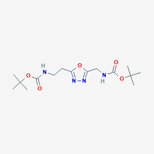 molecular formula C15H26N4O5 B1441243 {2-[5-(tert-ブトキシカルボニルアミノメチル)-[1,3,4]オキサジアゾール-2-イル]-エチル}-カルバミン酸tert-ブチルエステル CAS No. 1053656-49-7