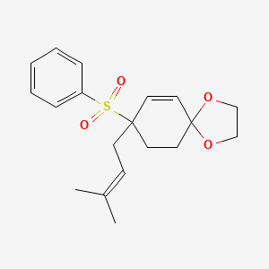 molecular formula C19H24O4S B14412554 8-(Benzenesulfonyl)-8-(3-methylbut-2-en-1-yl)-1,4-dioxaspiro[4.5]dec-6-ene CAS No. 81841-93-2