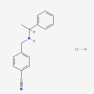 molecular formula C16H17ClN2 B1441263 4-(((1-Phenylethyl)amino)methyl)benzonitrile hydrochloride CAS No. 1019567-85-1
