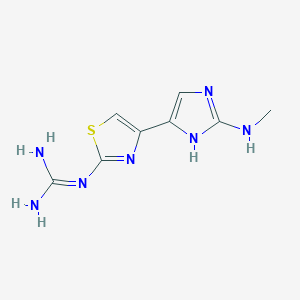 molecular formula C8H11N7S B14412665 N''-{4-[2-(Methylamino)-1H-imidazol-5-yl]-1,3-thiazol-2-yl}guanidine CAS No. 82982-67-0