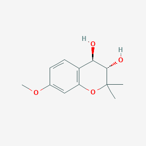 molecular formula C12H16O4 B14412673 2H-1-Benzopyran-3,4-diol, 3,4-dihydro-7-methoxy-2,2-dimethyl-, (3S-trans)- CAS No. 82864-21-9