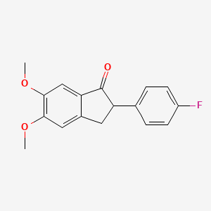 molecular formula C17H15FO3 B14412722 2-(4-Fluorophenyl)-5,6-dimethoxy-2,3-dihydro-1H-inden-1-one CAS No. 85524-83-0