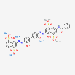 Cuprate(4-), [mu-[7-(benzoylamino)-3-[[3,3'-di(hydroxy-kappaO)-4'-[[1-(hydroxy-kappaO)-4,8-disulfo-2-naphthalenyl]azo-kappaN1][1,1'-biphenyl]-4-yl]azo-kappaN1]-4-(hydroxy-kappaO)-1,5-naphthalenedisulfonato(8-)]]di-, tetrasodium