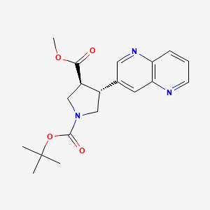 molecular formula C19H23N3O4 B1441279 (rac)-trans-1-tert-Butyl 3-methyl 4-(1,5-naphthyridin-3-yl)pyrrolidine-1,3-dicarboxylate CAS No. 1261365-91-6