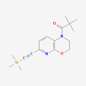 molecular formula C17H24N2O2Si B1441292 2,2-Dimethyl-1-(6-((trimethylsilyl)ethynyl)-2,3-dihydro-1H-pyrido[2,3-b][1,4]oxazin-1-yl)propan-1-one CAS No. 1228666-09-8