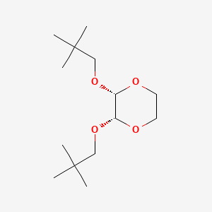 molecular formula C14H28O4 B14412963 (2R,3S)-2,3-Bis(2,2-dimethylpropoxy)-1,4-dioxane CAS No. 83466-15-3