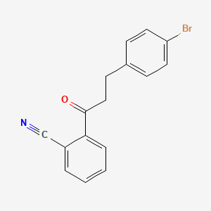 molecular formula C16H12BrNO B1441304 3-(4-溴苯基)-2'-氰基丙酮 CAS No. 898761-05-2