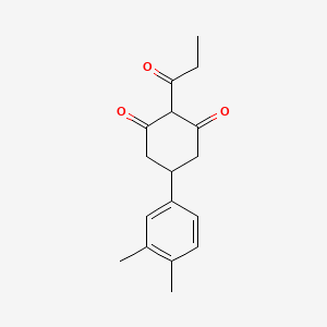 molecular formula C17H20O3 B14413079 5-(3,4-Dimethylphenyl)-2-propanoylcyclohexane-1,3-dione CAS No. 87822-29-5