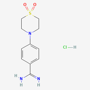 molecular formula C11H16ClN3O2S B1441313 盐酸 4-(1,1-二氧代-1λ6-硫代吗啉-4-基)苯-1-甲酰胺 CAS No. 1258640-96-8