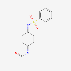 molecular formula C14H12N2O3S B14413202 N-{(4E)-4-[(Benzenesulfonyl)imino]cyclohexa-2,5-dien-1-ylidene}acetamide CAS No. 86785-29-7