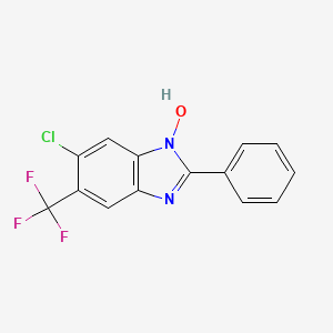 molecular formula C14H8ClF3N2O B1441337 6-氯-2-苯基-5-(三氟甲基)-1H-1,3-苯并咪唑-1-醇 CAS No. 1203898-20-7