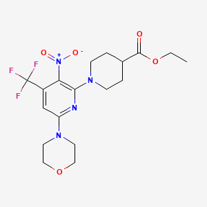 molecular formula C18H23F3N4O5 B1441379 6'-Morpholin-4-YL-3'-nitro-4'-trifluoromethyl-3,4,5,6-tetrahydro-2H-[1,2']bipyridinyl-4-carboxylic acid ethyl ester CAS No. 1089330-49-3