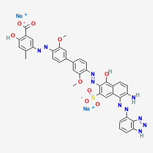 Disodium 5-((4'-((6-amino-5-(1H-benzotriazol-4-ylazo)-1-hydroxy-3-sulphonato-2-naphthyl)azo)-3,3'-dimethoxy(1,1'-biphenyl)-4-yl)azo)-4-methylsalicylate