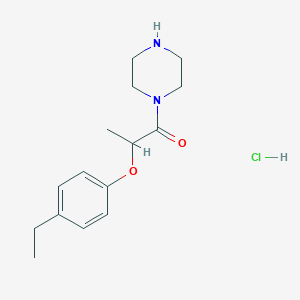 molecular formula C15H23ClN2O2 B1441432 2-(4-乙基苯氧基)-1-(哌嗪-1-基)丙-1-酮盐酸盐 CAS No. 1334147-49-7