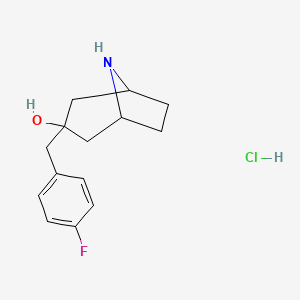 molecular formula C14H19ClFNO B1441439 3-[(4-氟苯基)甲基]-8-氮杂双环[3.2.1]辛-3-醇盐酸盐 CAS No. 1354951-21-5