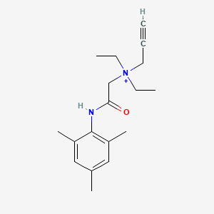 molecular formula C18H27N2O+ B14414725 Ammonium, diethyl(2-propynyl)(((2,4,6-trimethylphenyl)carbamoyl)methyl)- CAS No. 84213-92-3