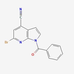 molecular formula C15H8BrN3O B1441521 1-Benzoyl-4-cyano-6-bromo-7-azaindole CAS No. 1167056-85-0