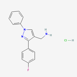 molecular formula C16H15ClFN3 B1441555 [3-(4-氟苯基)-1-苯基-1H-吡唑-4-基]甲胺盐酸盐 CAS No. 873313-12-3