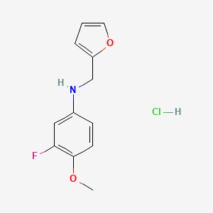 molecular formula C12H13ClFNO2 B1441568 3-fluoro-N-(furan-2-ylmethyl)-4-methoxyaniline hydrochloride CAS No. 1354952-34-3