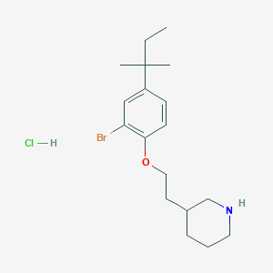 molecular formula C18H29BrClNO B1441634 3-{2-[2-Bromo-4-(tert-pentyl)phenoxy]-ethyl}piperidine hydrochloride CAS No. 1220033-93-1