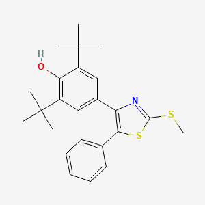 molecular formula C24H29NOS2 B14416417 2,6-Di-tert-butyl-4-[2-(methylsulfanyl)-5-phenyl-1,3-thiazol-4-yl]phenol CAS No. 84217-80-1