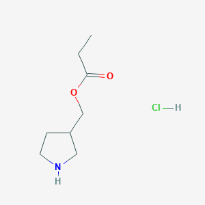 molecular formula C8H16ClNO2 B1441663 3-Pyrrolidinylmethyl propanoate hydrochloride CAS No. 1220021-45-3