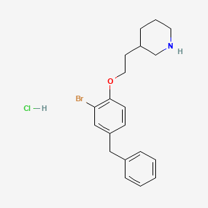 molecular formula C20H25BrClNO B1441692 3-[2-(4-Benzyl-2-bromophenoxy)ethyl]piperidine hydrochloride CAS No. 1220038-89-0