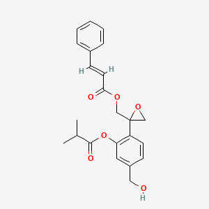 2-Propenoic acid, 3-phenyl-, (2-(4-(hydroxymethyl)-2-(2-methyl-1-oxopropoxy)phenyl)oxiranyl)methyl ester, (2E)-