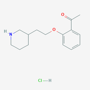 molecular formula C15H22ClNO2 B1441775 1-{2-[2-(3-Piperidinyl)ethoxy]phenyl}-1-ethanone hydrochloride CAS No. 1220034-21-8